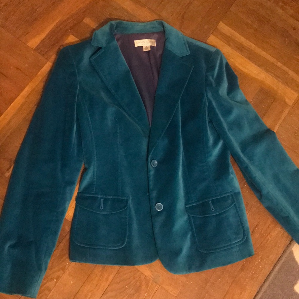 Teal velour blazer size 8
